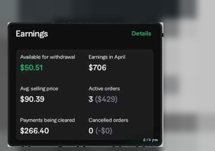 Monthly earnings